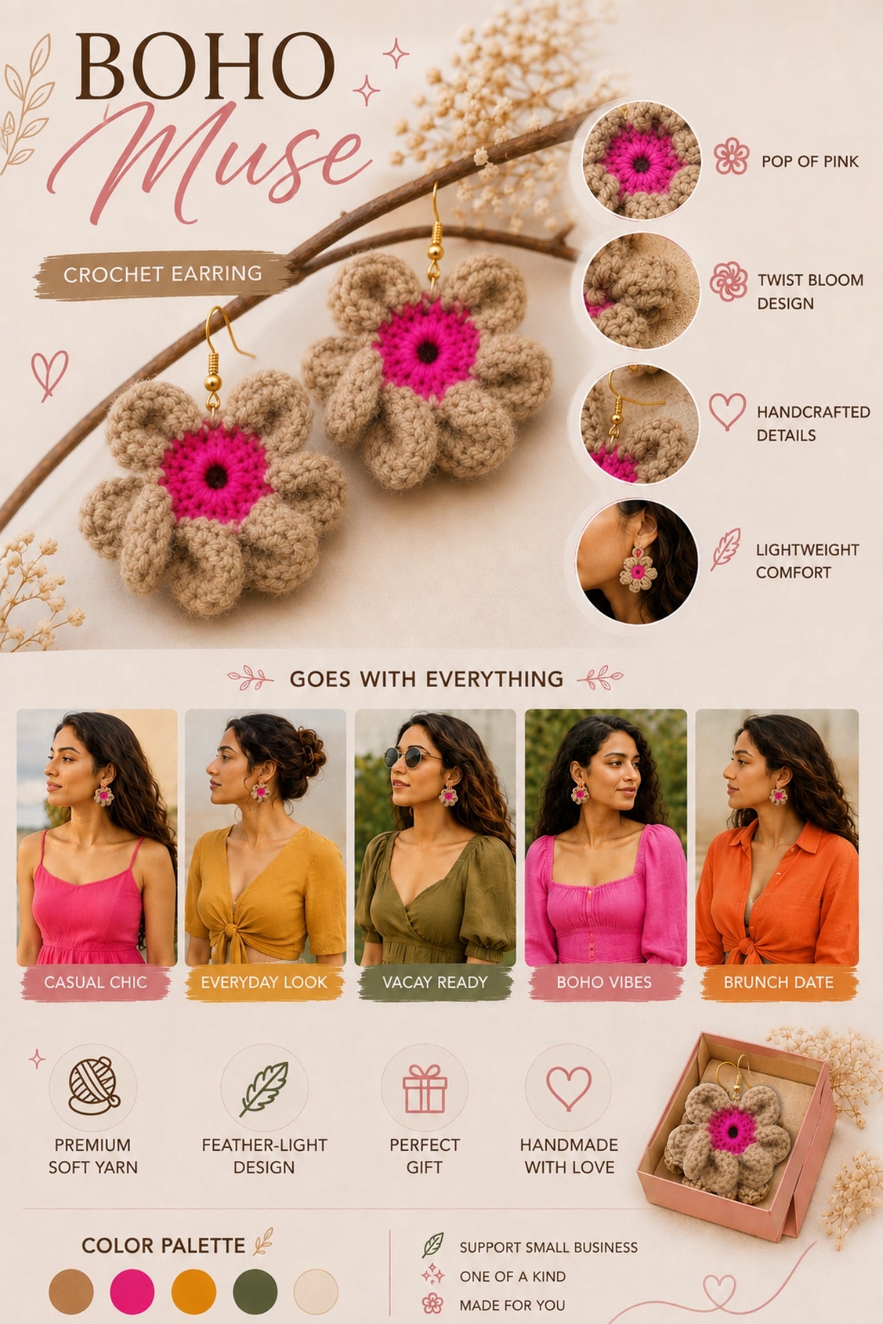 Boho Muse Crochet Earring🌼