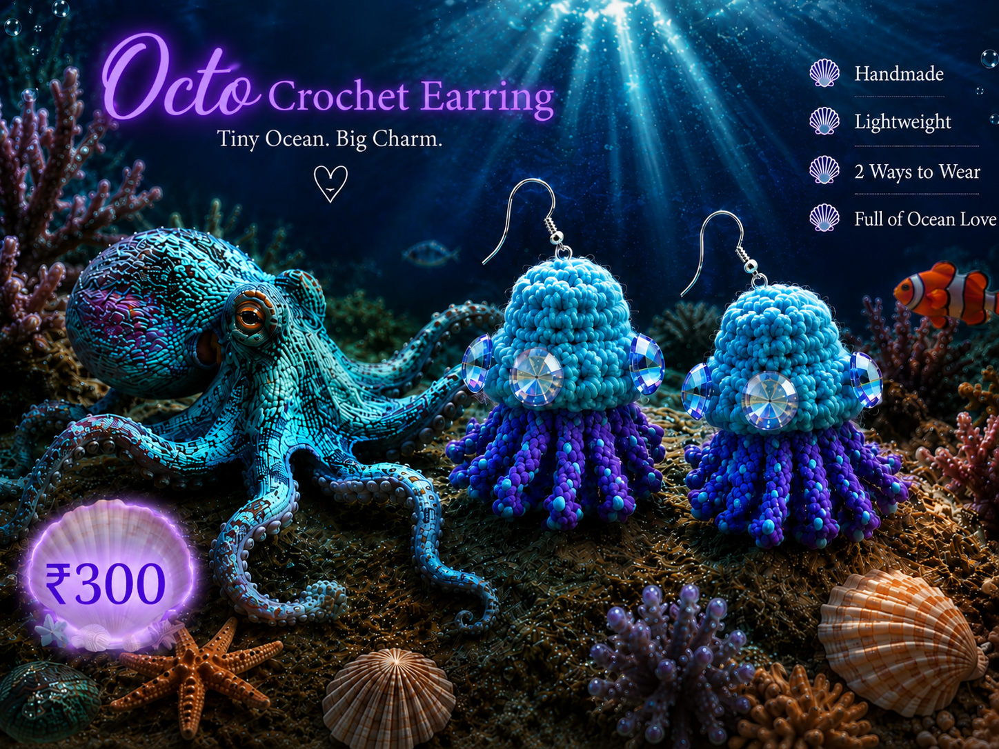 Octo Crochet Earring🪼