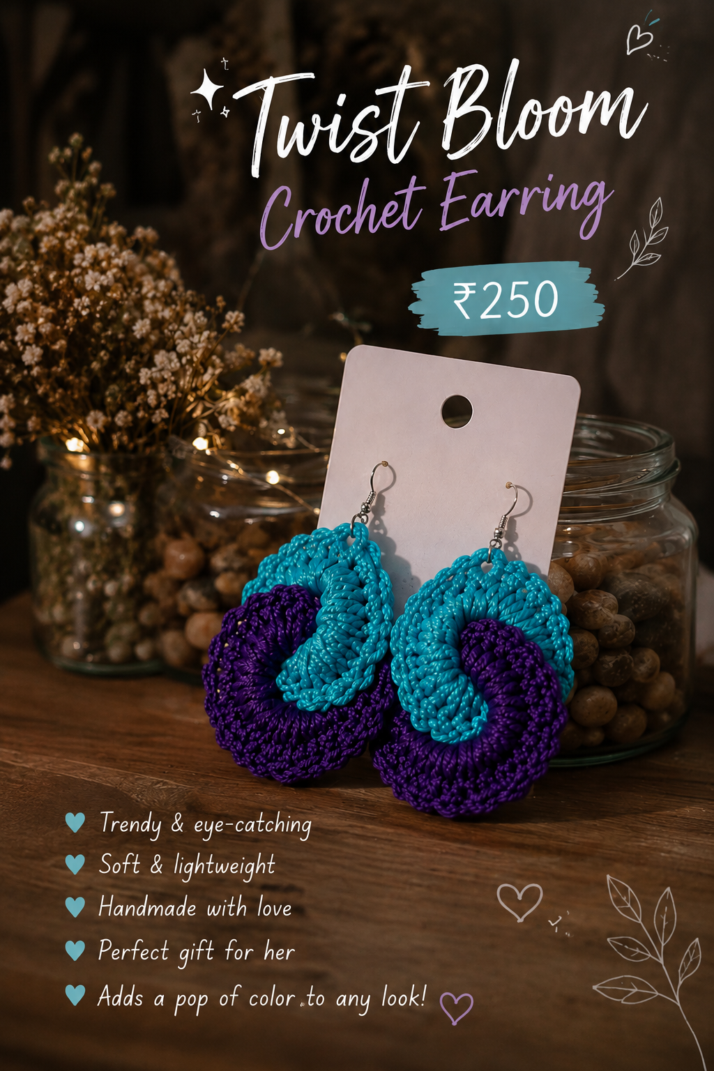 Twist Bloom Crochet Earring ⛓️